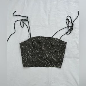 DYNAMITE MIDI SLIT SKIRT/ CROP CAMI MATCHING SET GREEN WHITE POLKA DOT SIZE S